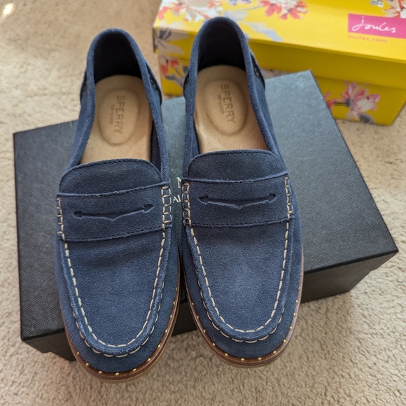 Sperry Topsider Blue Suede Loafers - Picture 2 of 4